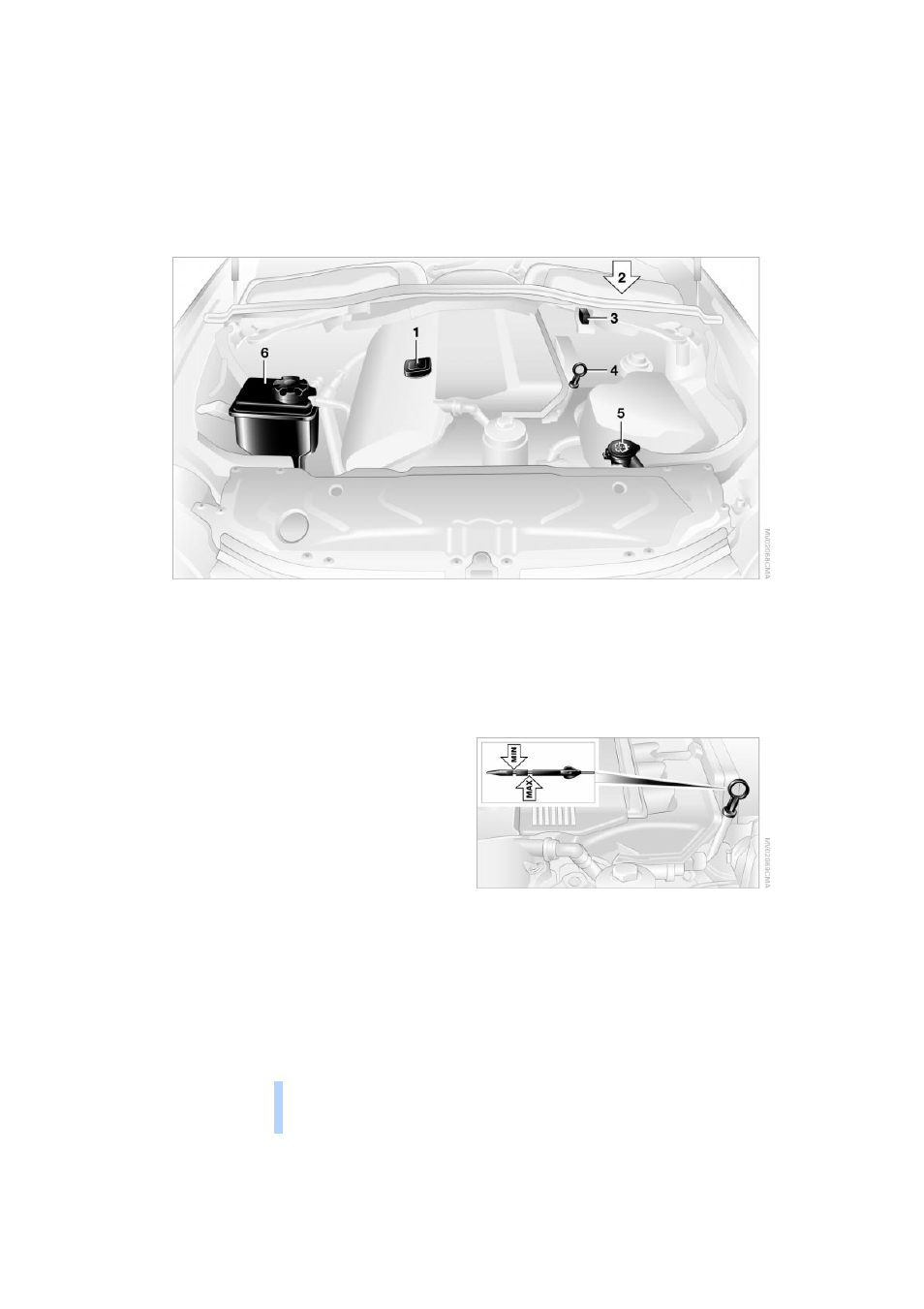 Engine compartment, Engine oil, Under the hood | BMW 525i Sedan 2004 User Manual | Page 180 / 220