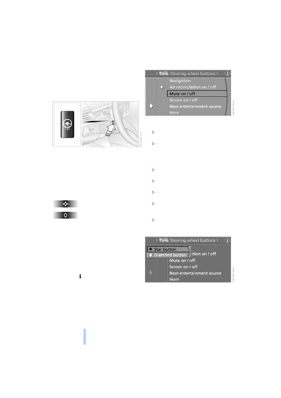 Steering wheel heater, Adjustments | BMW 525i Sedan 2004 User Manual | Page 46 / 220