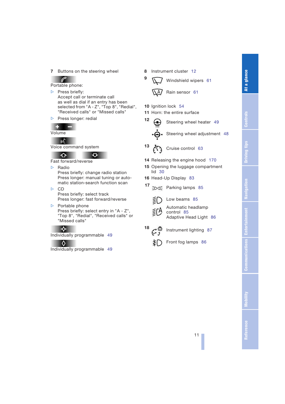 BMW 645Ci Coupe 2004 User Manual | Page 13 / 216