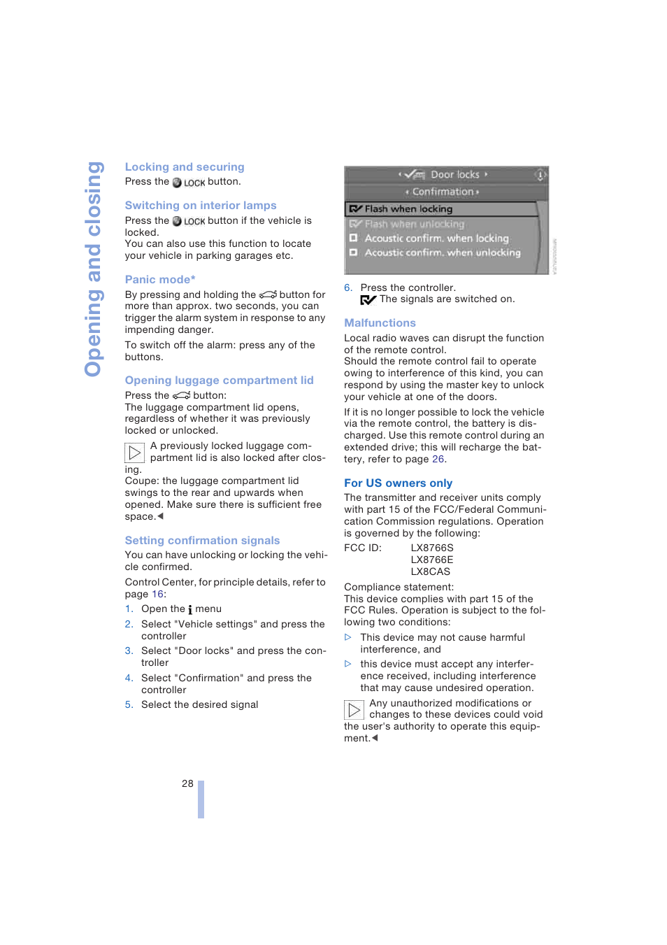 Opening and closing | BMW 645Ci Coupe 2004 User Manual | Page 30 / 216