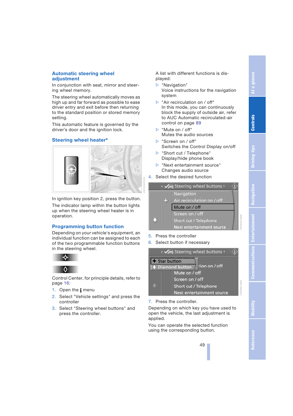 Steering wheel heater | BMW 645Ci Coupe 2004 User Manual | Page 51 / 216