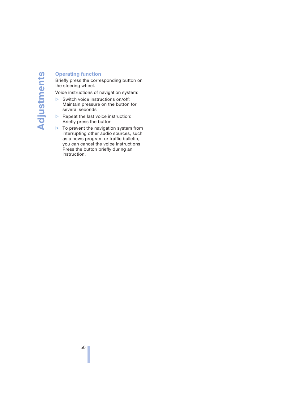 Adjustments | BMW 645Ci Coupe 2004 User Manual | Page 52 / 216