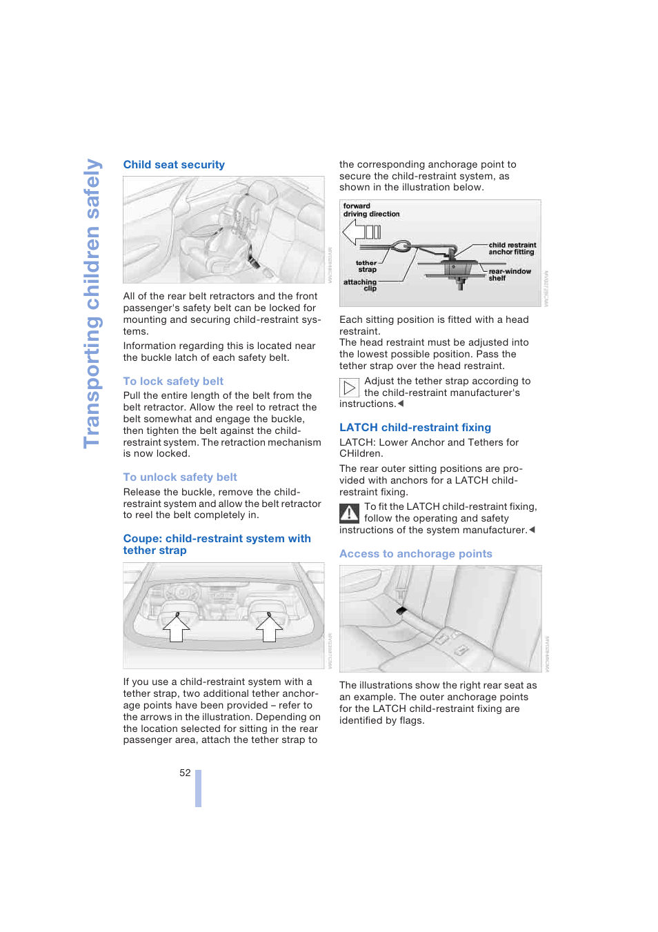 Transporting children safely | BMW 645Ci Coupe 2004 User Manual | Page 54 / 216