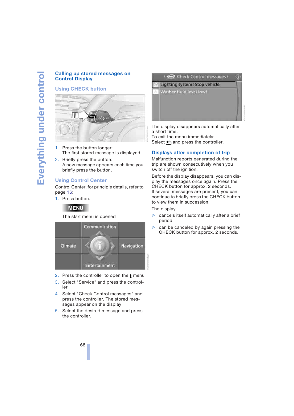 Everything under control | BMW 645Ci Coupe 2004 User Manual | Page 70 / 216