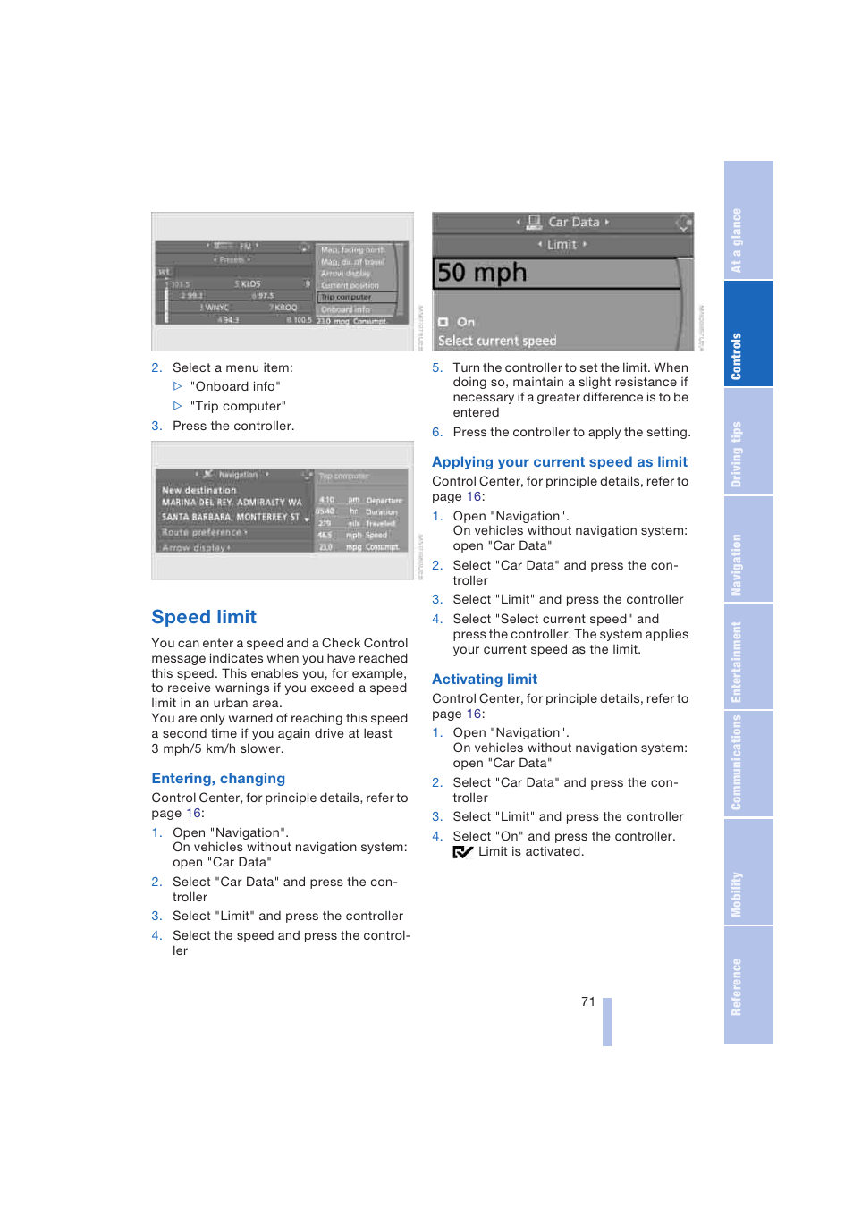 Speed limit | BMW 645Ci Coupe 2004 User Manual | Page 73 / 216