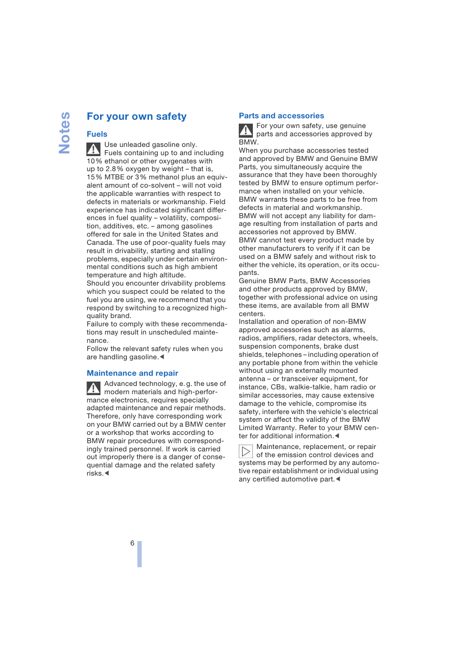 For your own safety | BMW 645Ci Coupe 2004 User Manual | Page 8 / 216