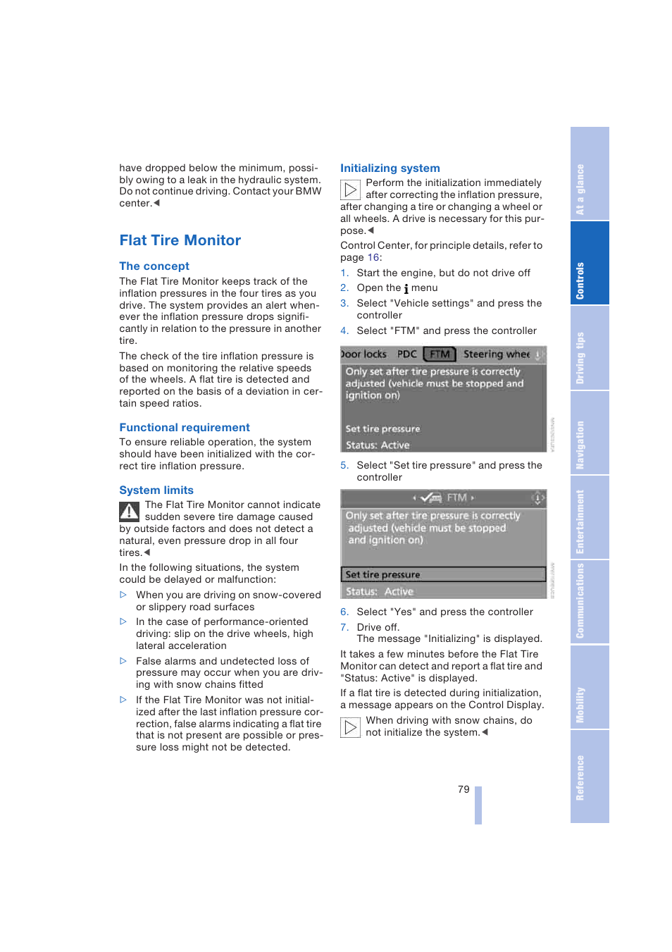 Flat tire monitor | BMW 645Ci Coupe 2004 User Manual | Page 81 / 216