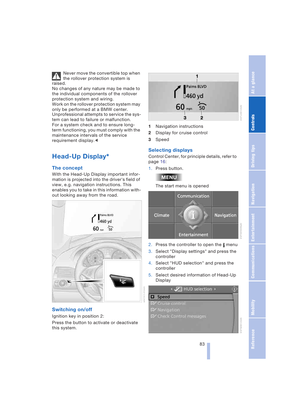 Head-up display | BMW 645Ci Coupe 2004 User Manual | Page 85 / 216