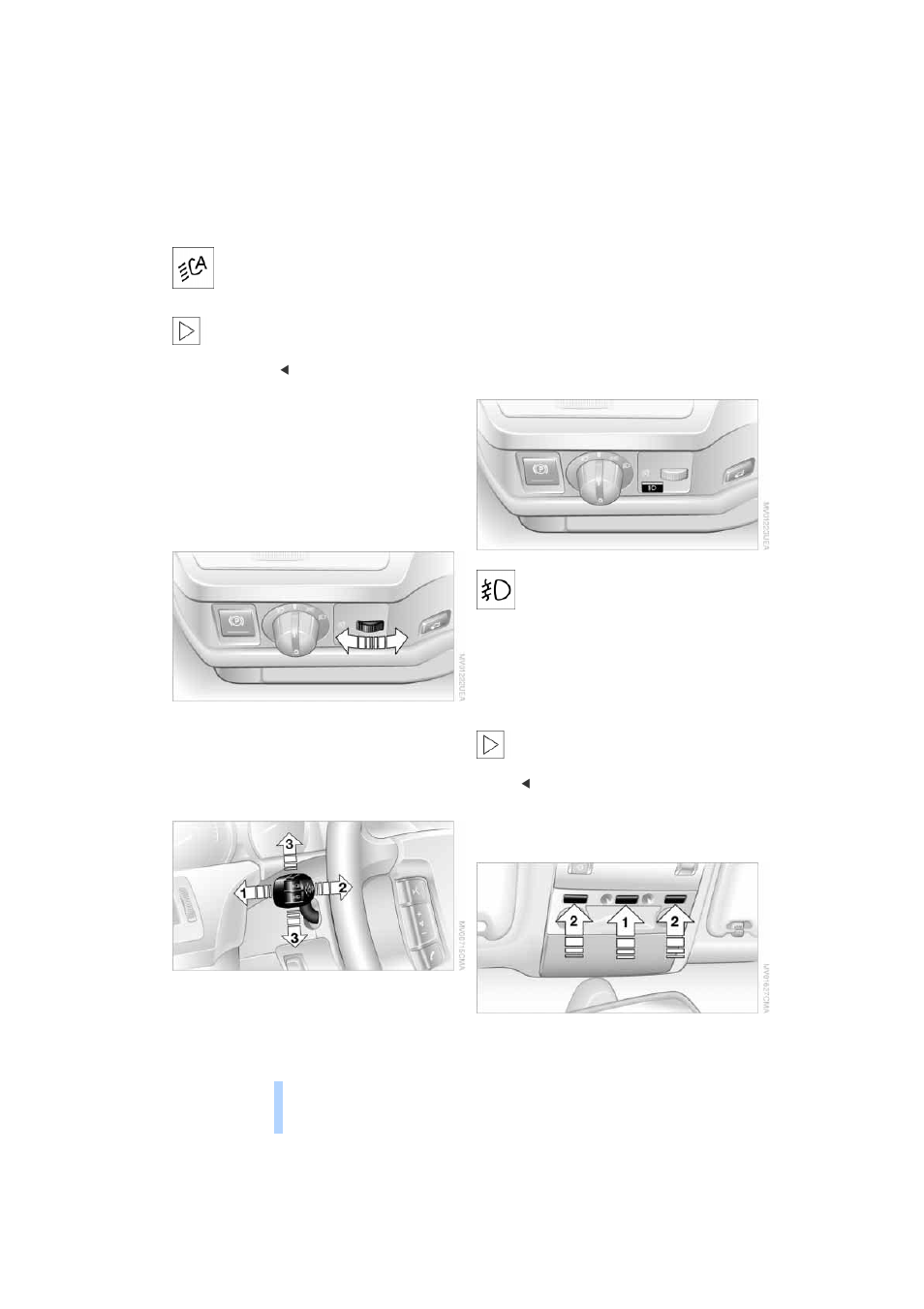 Instrument lighting, High beams/standing lamps, Front fog lamps | Interior lamps, Headlamp flasher, Lamps | BMW 745i Sedan 2004 User Manual | Page 102 / 232