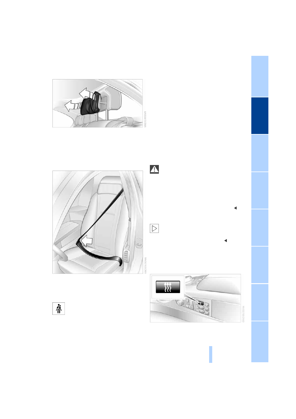 Safety belts, Seat heating, Heated seats | BMW 745i Sedan 2004 User Manual | Page 51 / 232