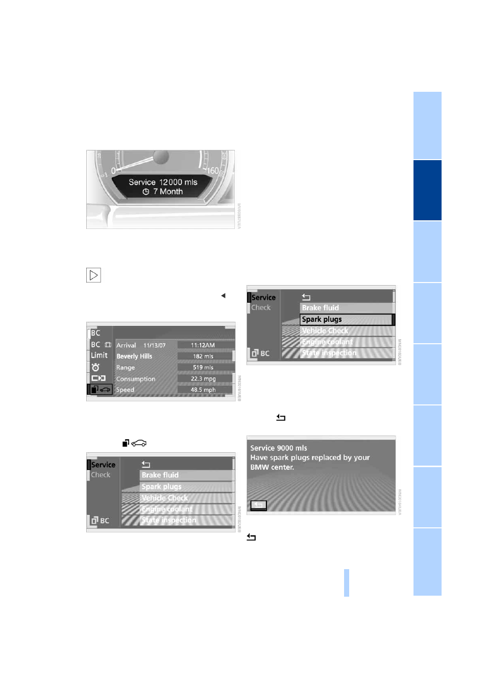 Service interval display, Service required, Status service interval display | BMW 745i Sedan 2004 User Manual | Page 83 / 232