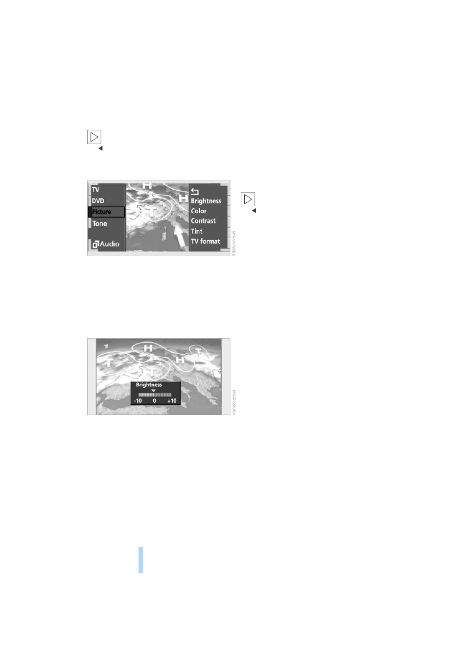 Adjusting the picture, Selecting standard | BMW 760i Sedan 2004 User Manual | Page 166 / 232