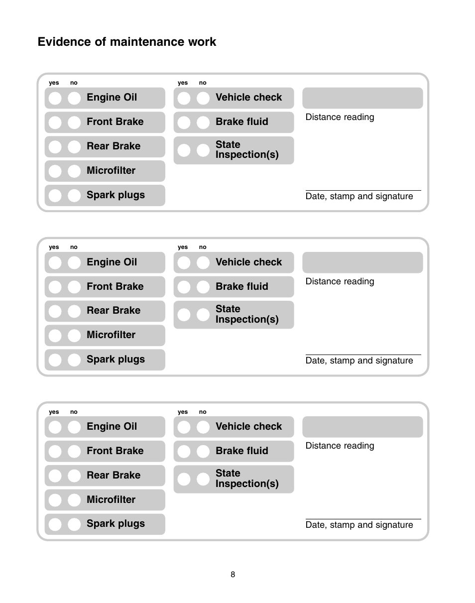 Evidence of maintenance work | BMW 760Li Sedan 2004 User Manual | Page 12 / 47