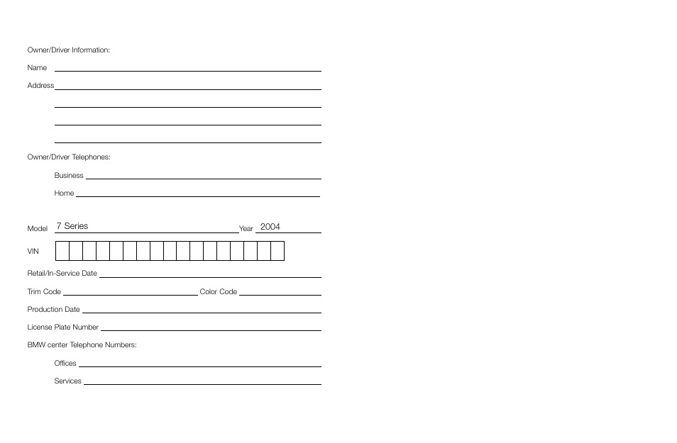 BMW 760Li Sedan 2004 User Manual | Page 2 / 47