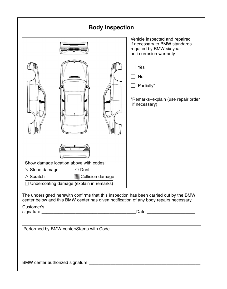 Body inspection | BMW 760Li Sedan 2004 User Manual | Page 22 / 47