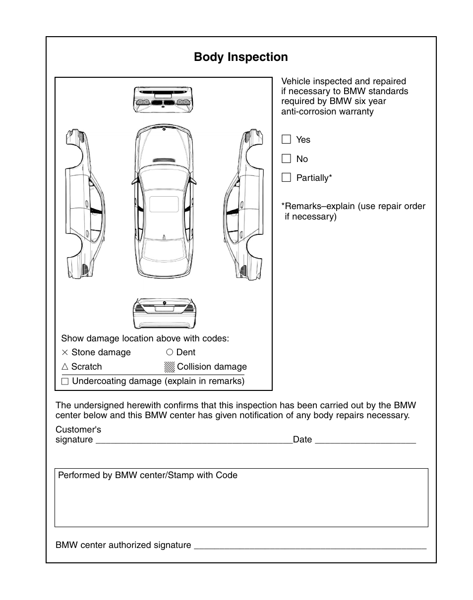 Body inspection | BMW 760Li Sedan 2004 User Manual | Page 23 / 47