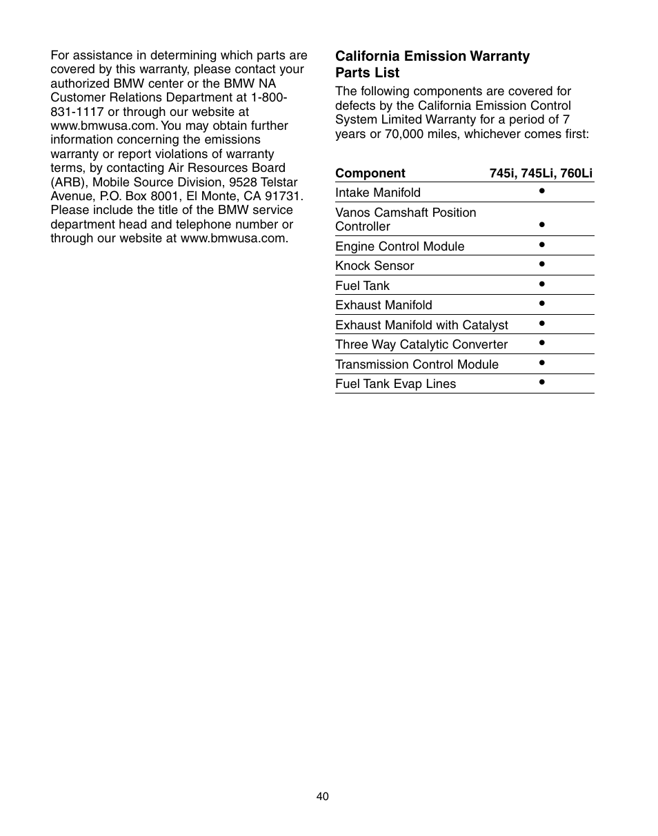 BMW 760Li Sedan 2004 User Manual | Page 44 / 47