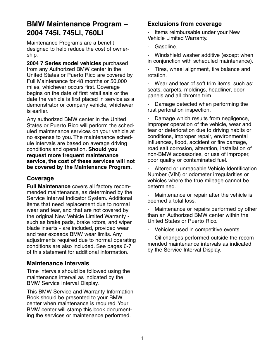 BMW 760Li Sedan 2004 User Manual | Page 5 / 47