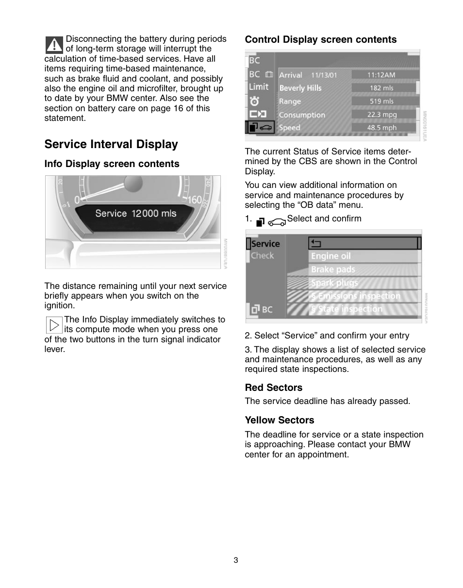 Service interval display | BMW 760Li Sedan 2004 User Manual | Page 7 / 47