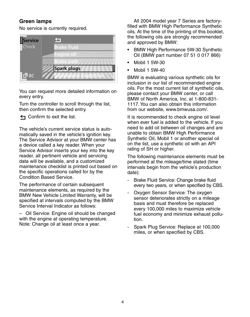 BMW 760Li Sedan 2004 User Manual | Page 8 / 47