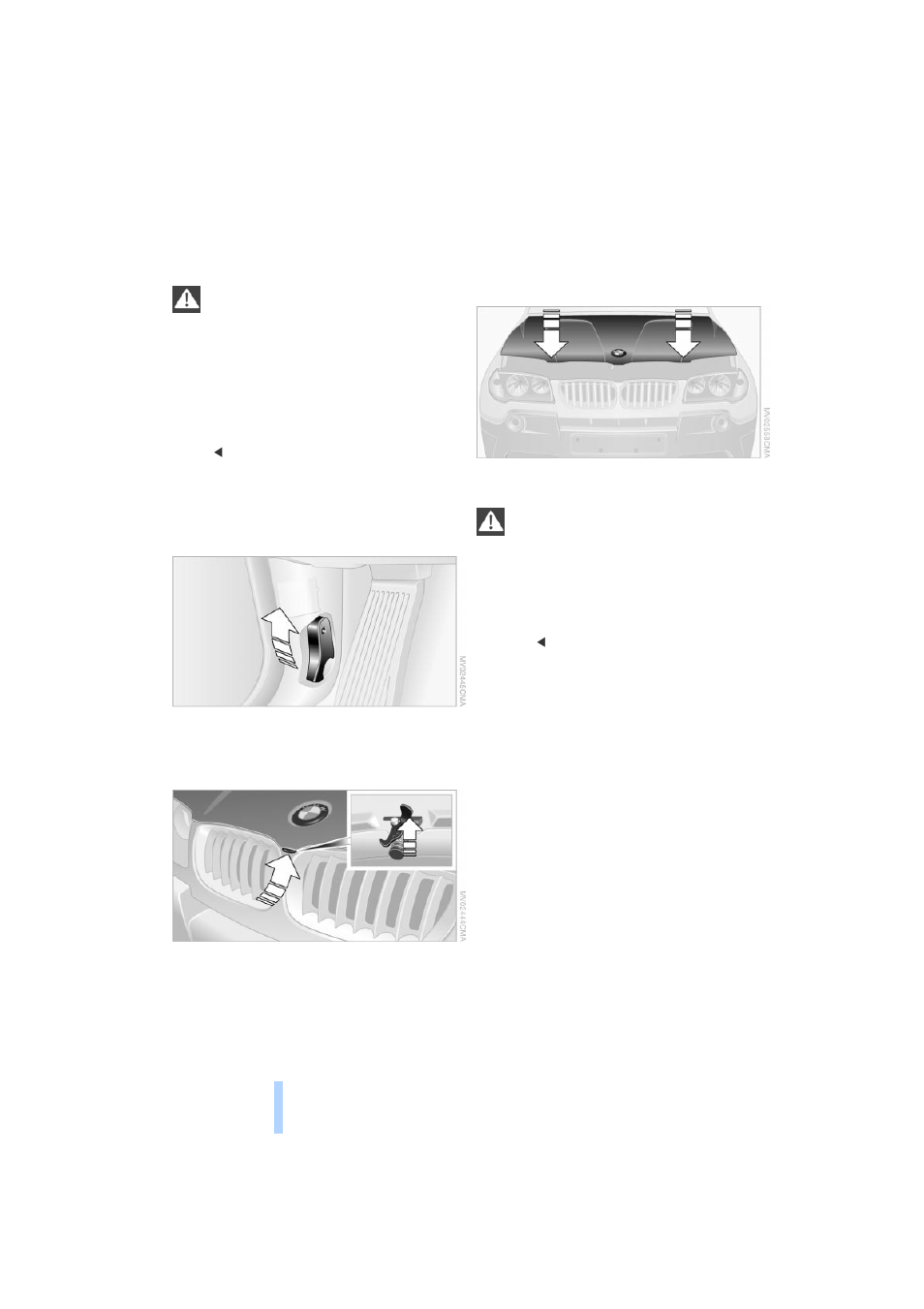 Under the engine hood, Hood | BMW X3 3.0i SAV 2004 User Manual | Page 94 / 132