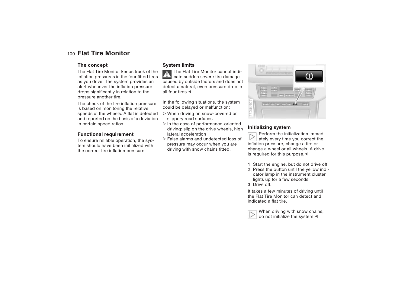 Flat tire monitor | BMW X5 4.8is SAV 2004 User Manual | Page 102 / 200