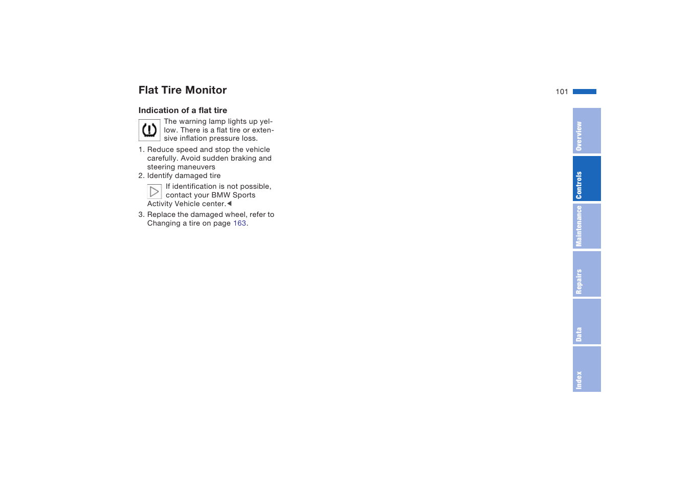 Flat tire monitor | BMW X5 4.8is SAV 2004 User Manual | Page 103 / 200