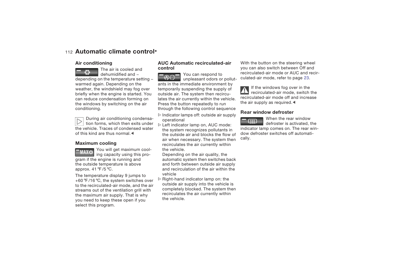 Automatic climate control | BMW X5 4.8is SAV 2004 User Manual | Page 114 / 200