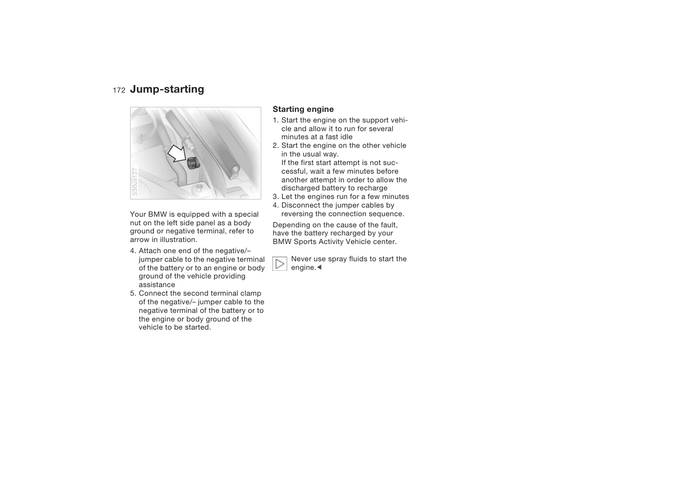 Jump-starting | BMW X5 4.8is SAV 2004 User Manual | Page 174 / 200