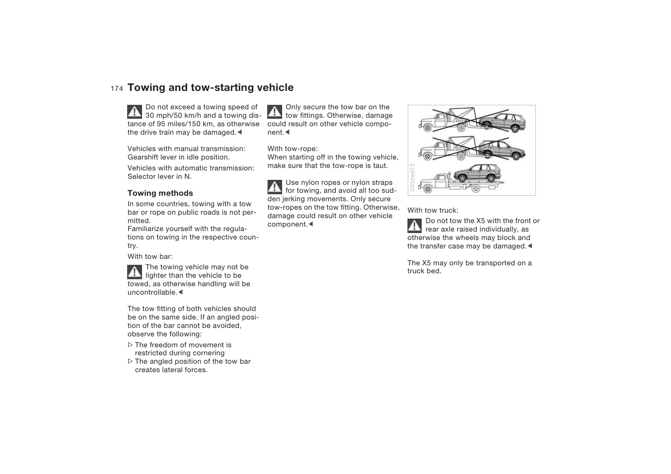 Towing and tow-starting vehicle | BMW X5 4.8is SAV 2004 User Manual | Page 176 / 200