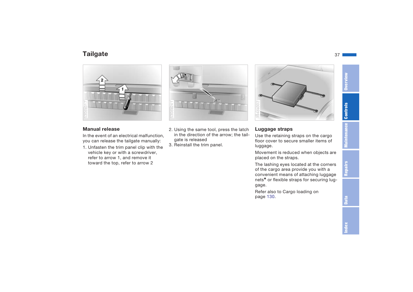 Tailgate | BMW X5 4.8is SAV 2004 User Manual | Page 39 / 200