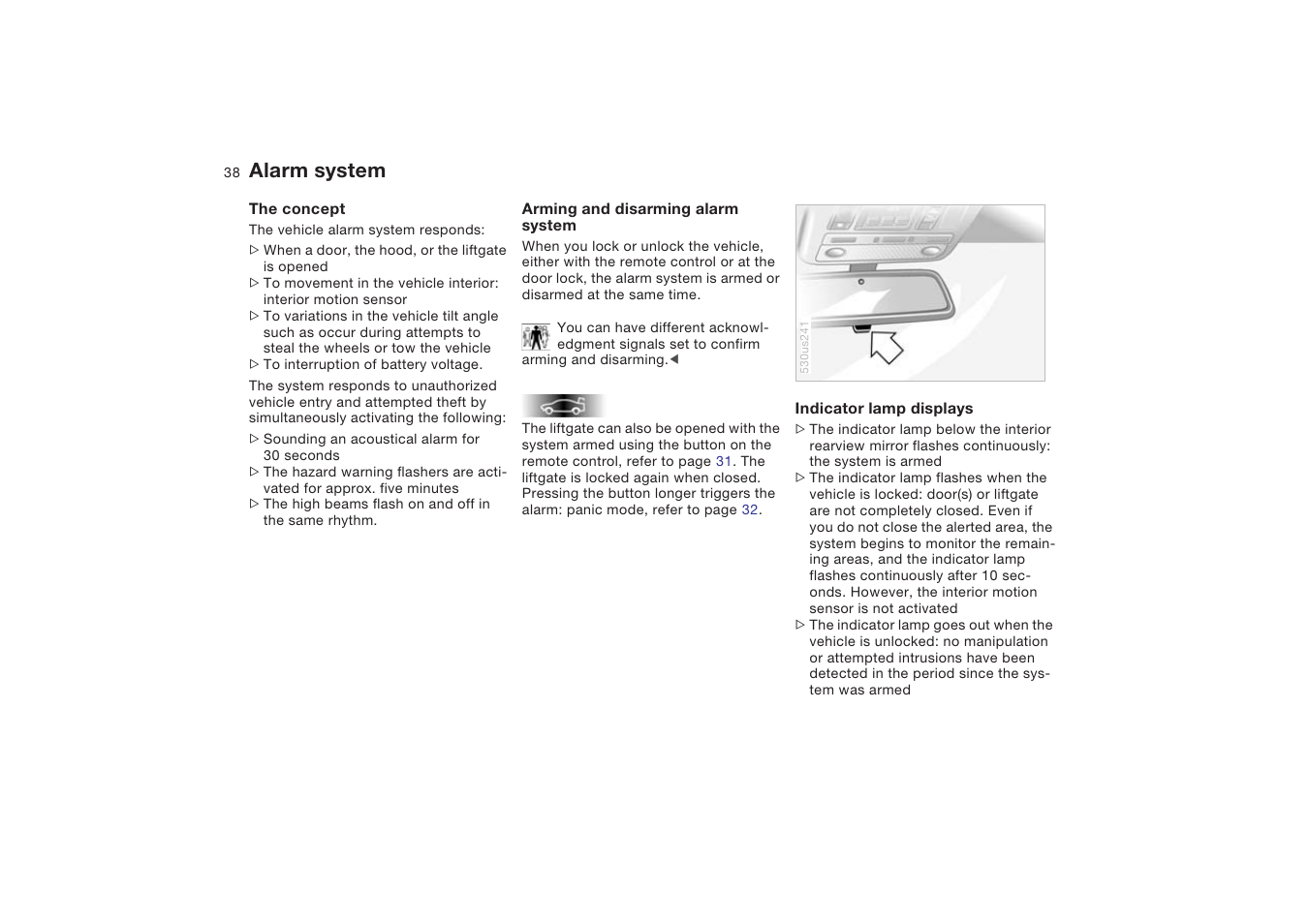 Alarm system | BMW X5 4.8is SAV 2004 User Manual | Page 40 / 200