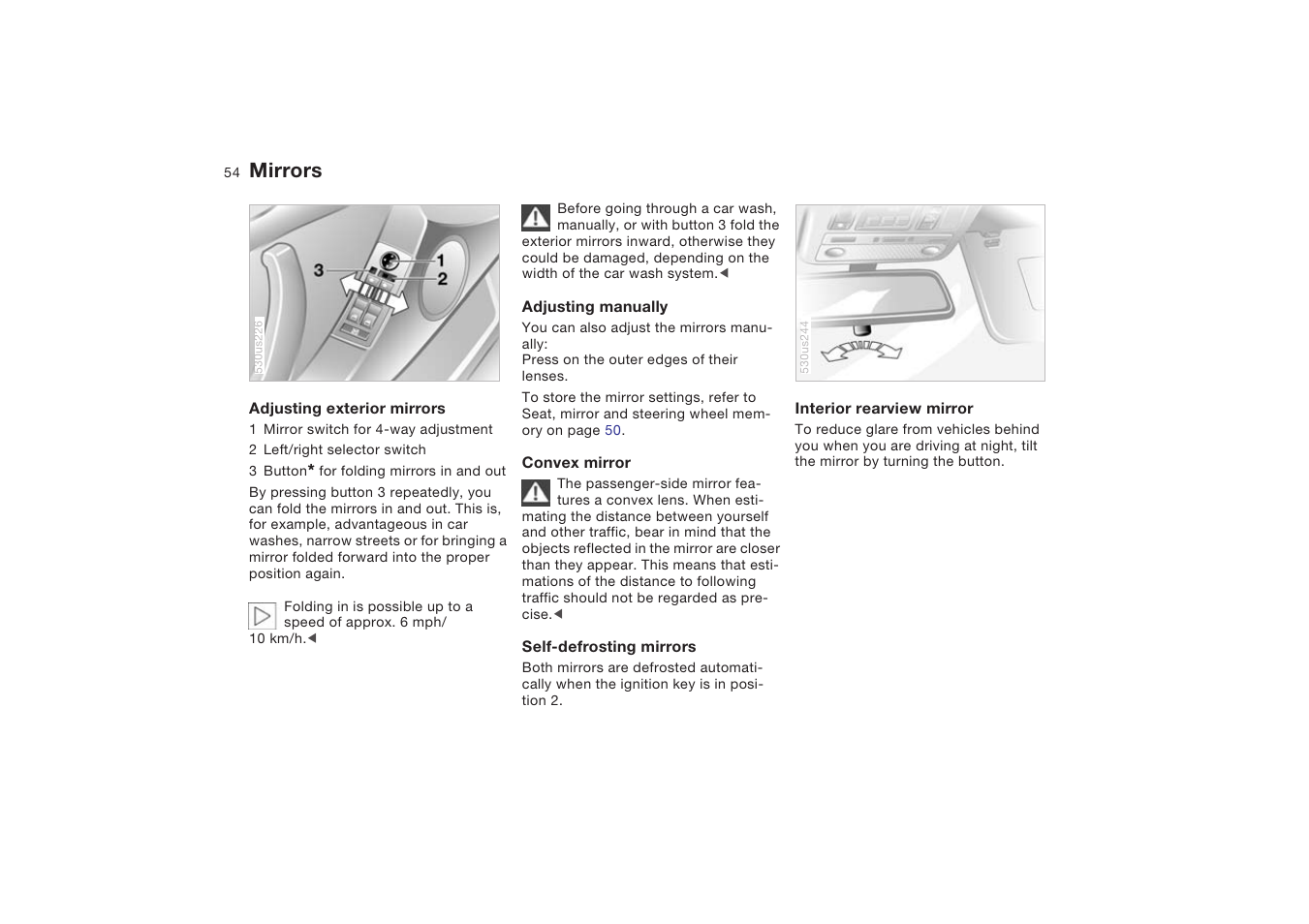 Mirrors | BMW X5 4.8is SAV 2004 User Manual | Page 56 / 200