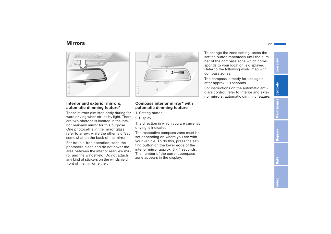 Mirrors | BMW X5 4.8is SAV 2004 User Manual | Page 57 / 200