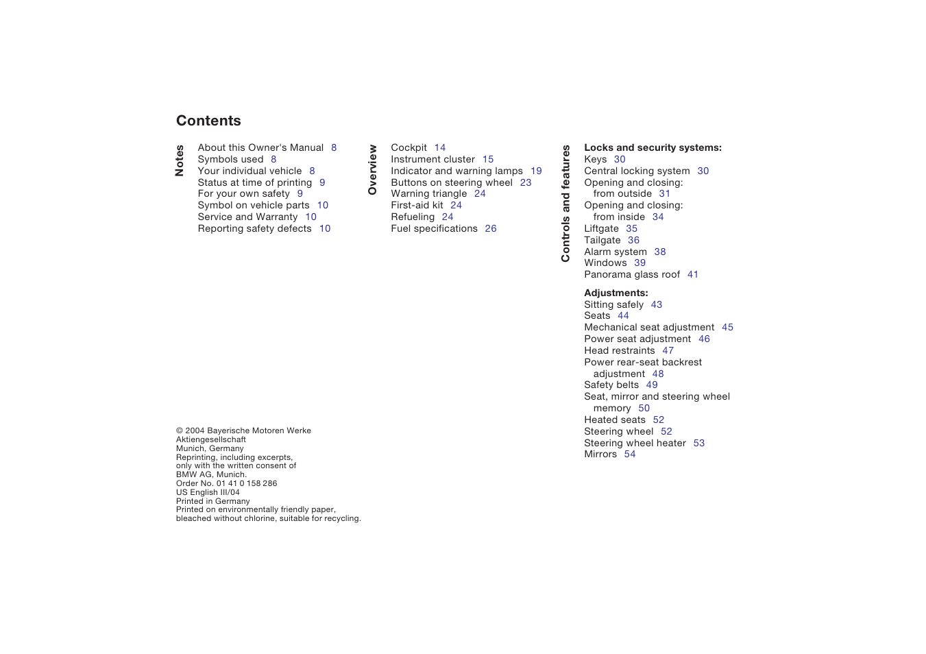 BMW X5 4.8is SAV 2004 User Manual | Page 6 / 200