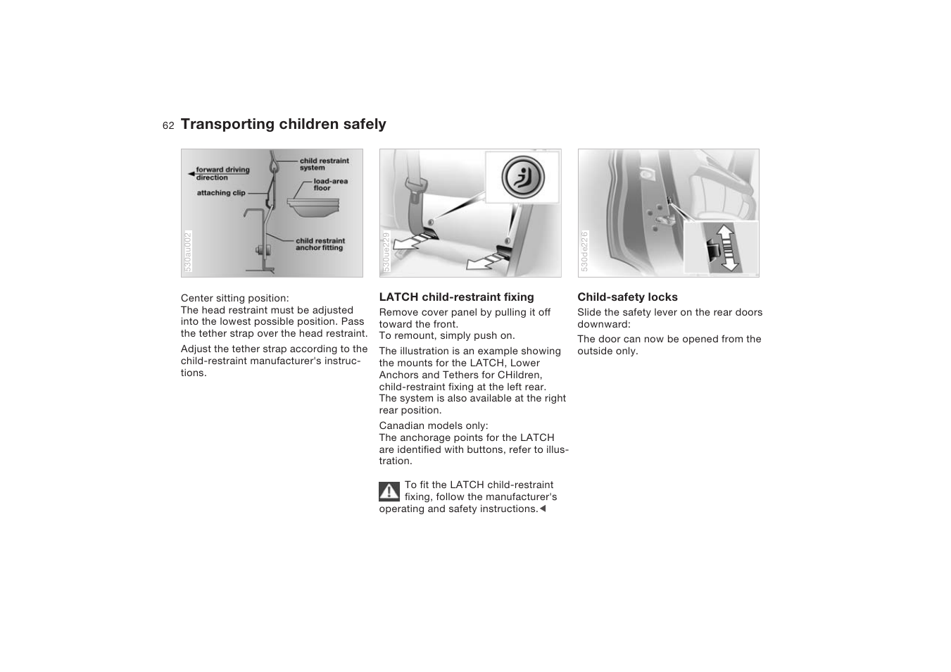 Transporting children safely | BMW X5 4.8is SAV 2004 User Manual | Page 64 / 200