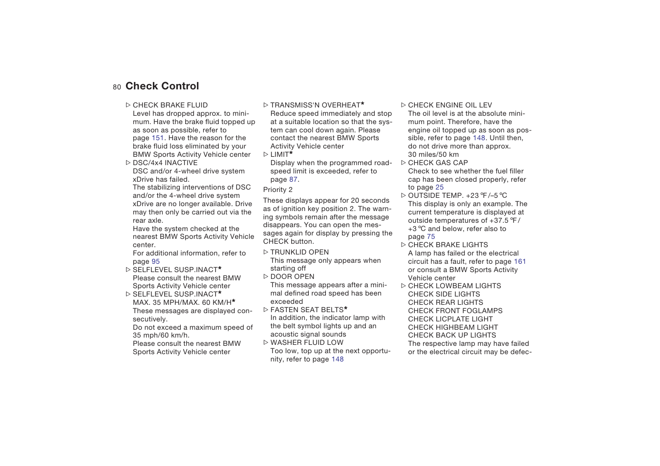 Check control | BMW X5 4.8is SAV 2004 User Manual | Page 82 / 200