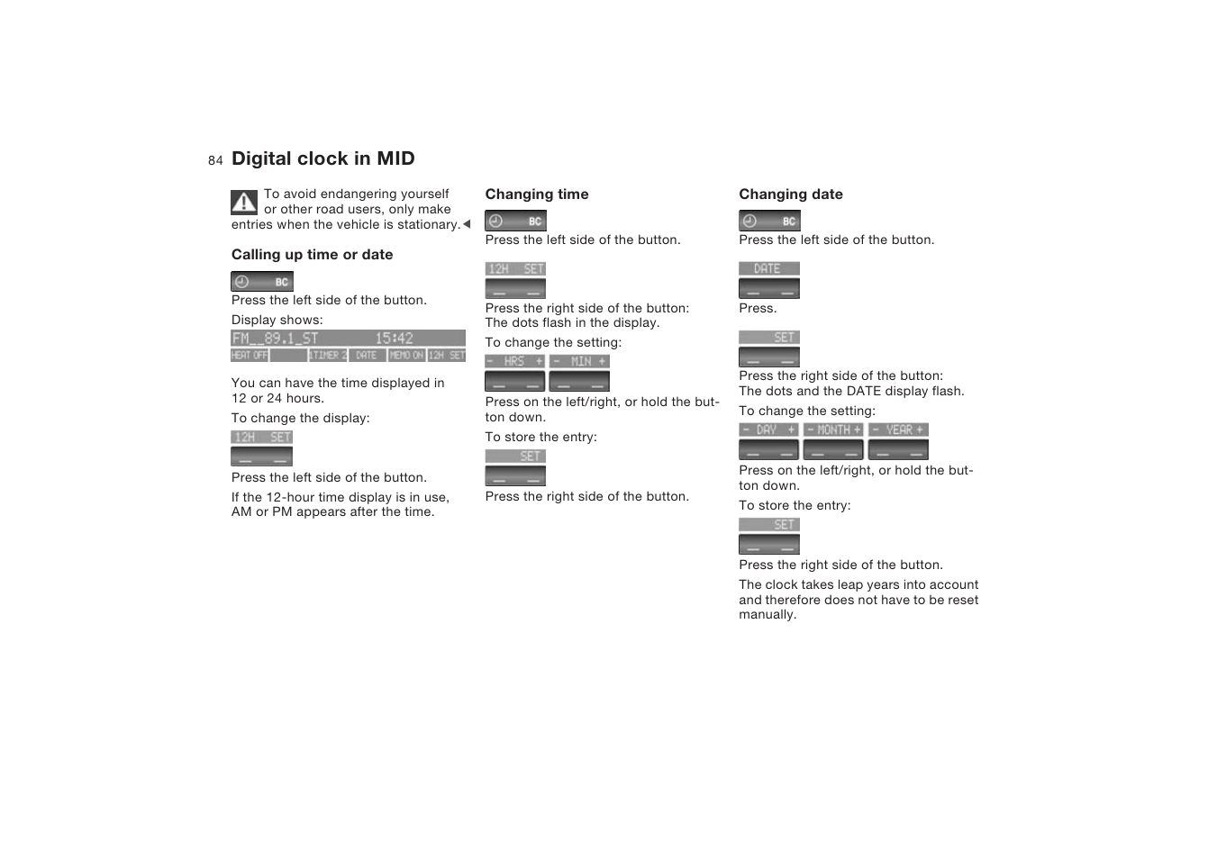 Digital clock in mid | BMW X5 4.8is SAV 2004 User Manual | Page 86 / 200