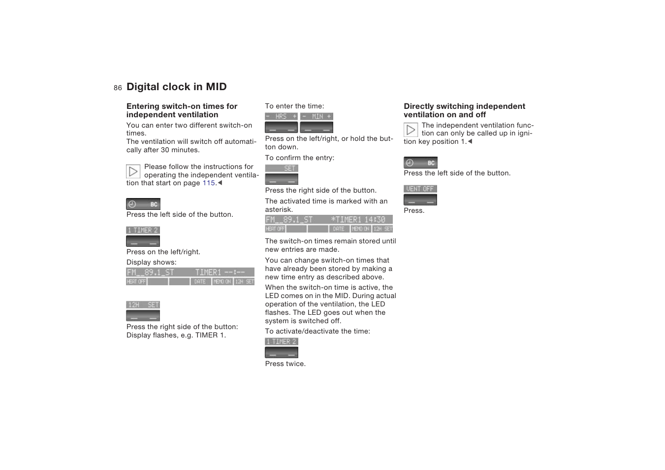 Digital clock in mid | BMW X5 4.8is SAV 2004 User Manual | Page 88 / 200