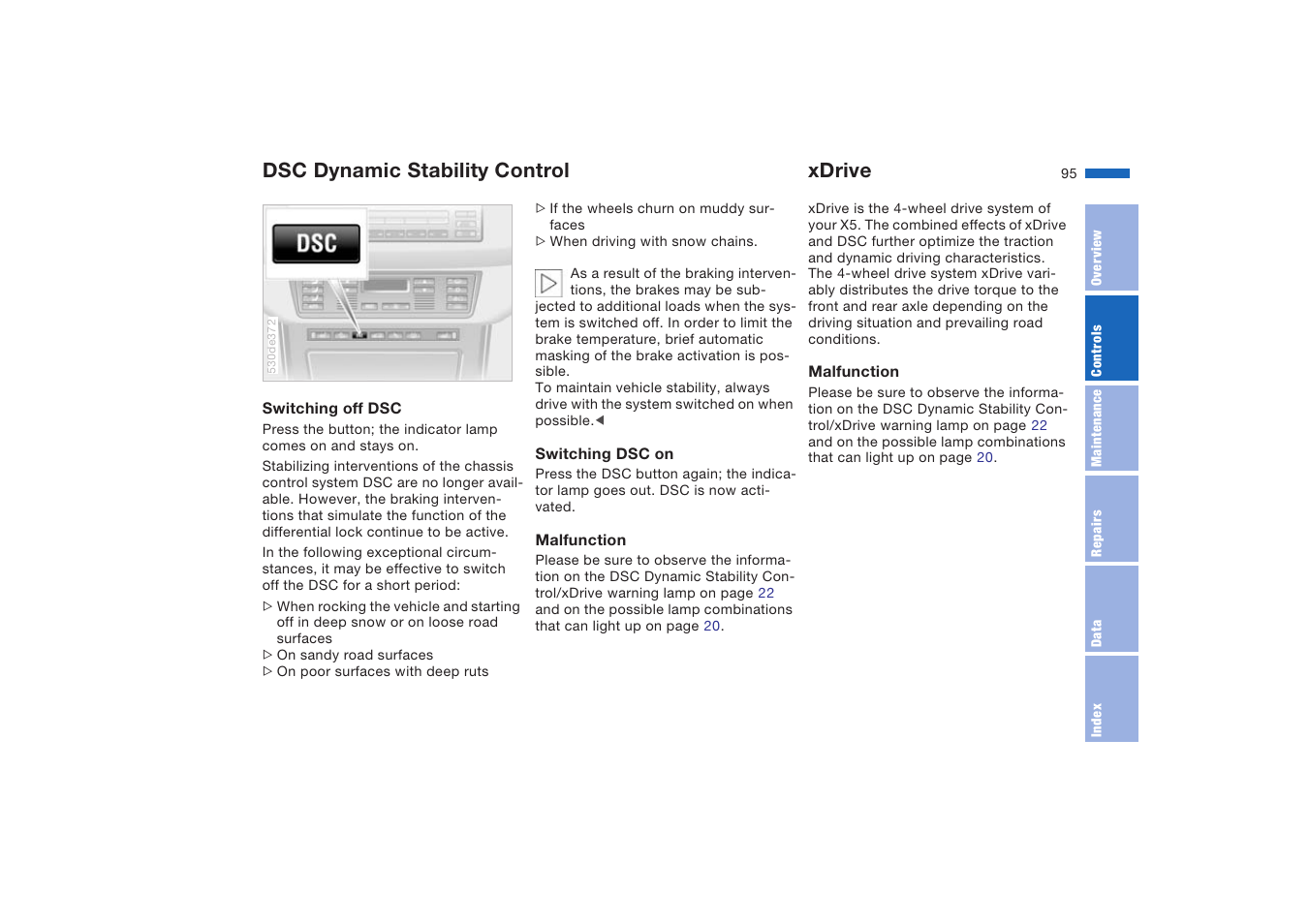 Xdrive, Dsc dynamic stability control xdrive | BMW X5 4.8is SAV 2004 User Manual | Page 97 / 200