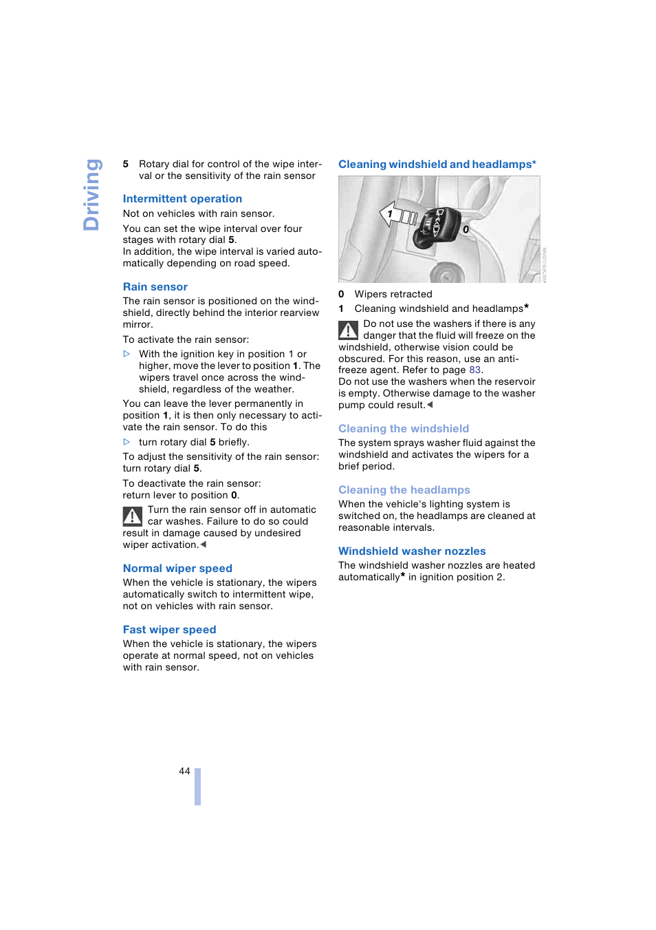 Driving | BMW Z4 Roadster 2.5i 2004 User Manual | Page 46 / 120