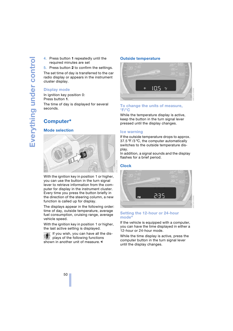 Computer, Everything under control | BMW Z4 Roadster 2.5i 2004 User Manual | Page 52 / 120