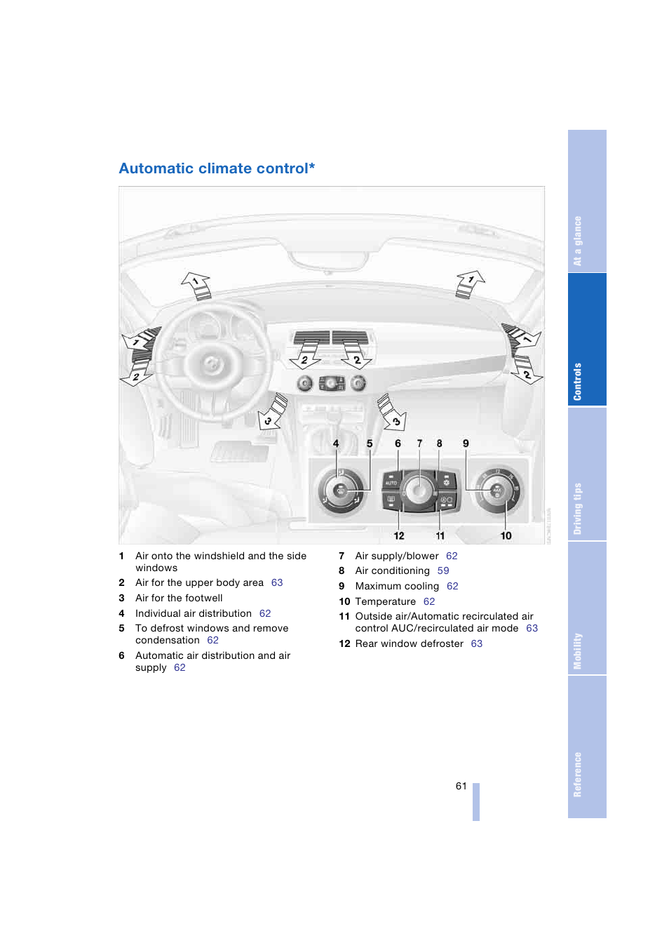 Automatic climate control | BMW Z4 Roadster 2.5i 2004 User Manual | Page 63 / 120