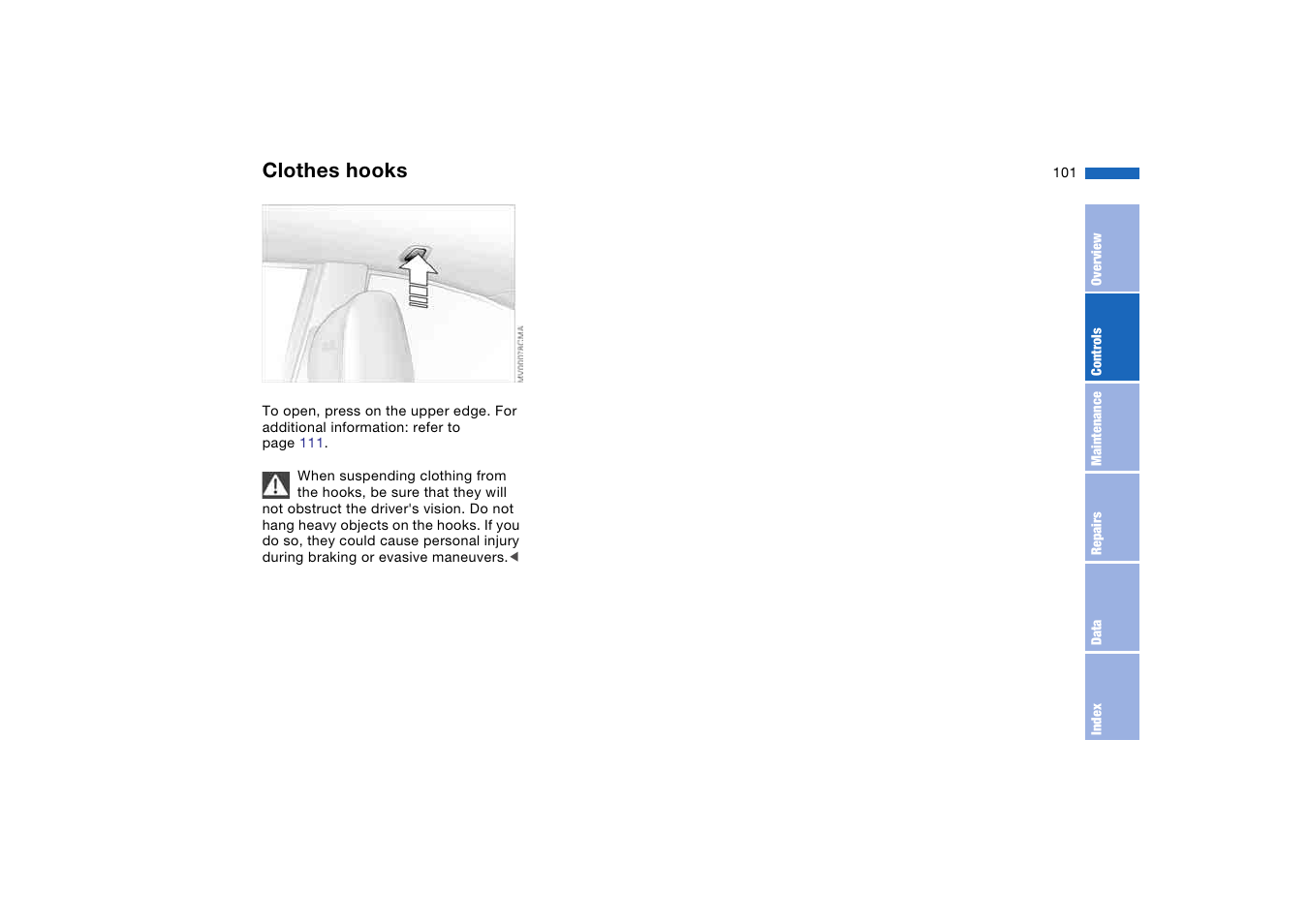 Clothes hooks | BMW M3 Coupe 2004 User Manual | Page 101 / 170