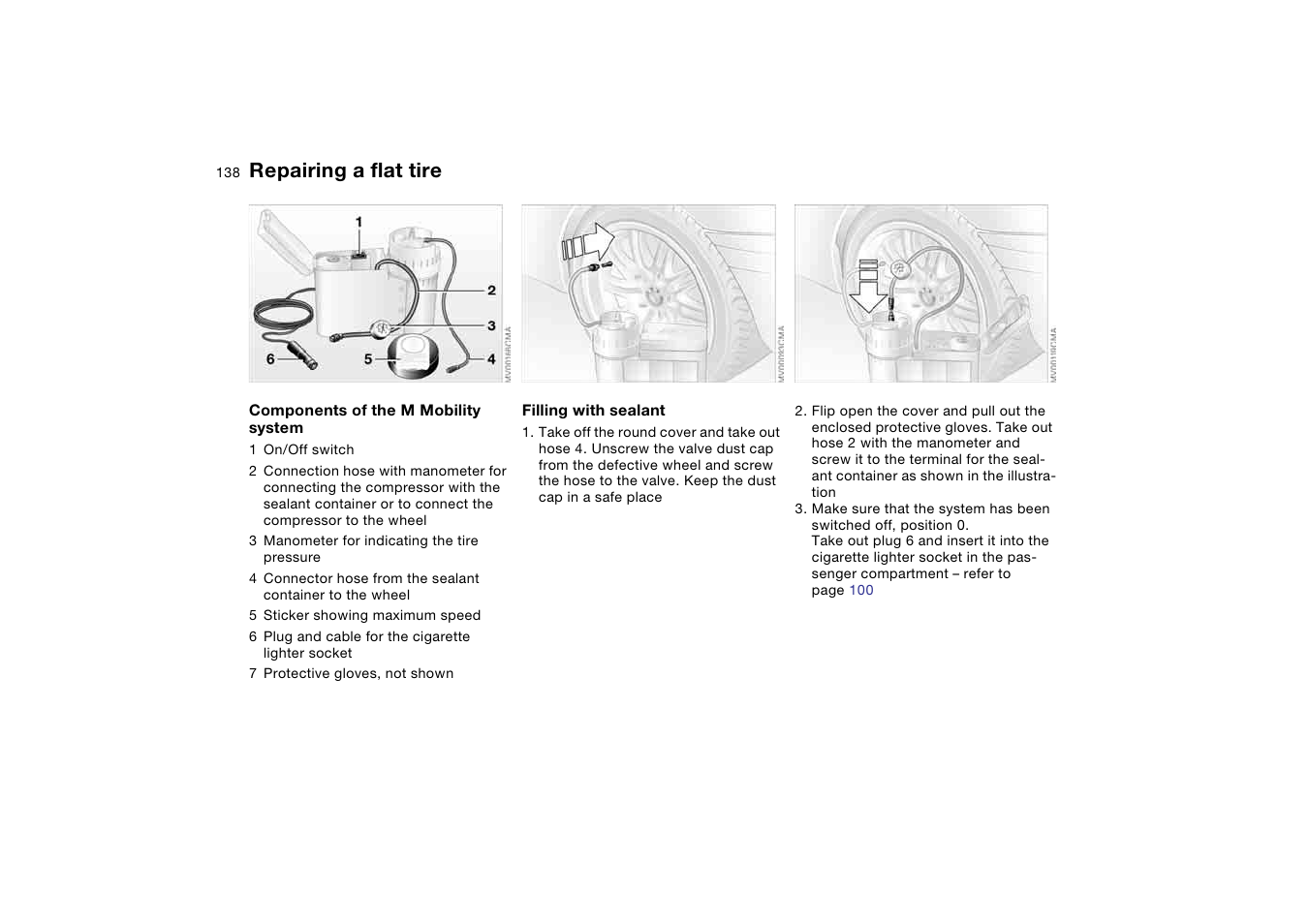 Repairing a flat tire | BMW M3 Coupe 2004 User Manual | Page 138 / 170