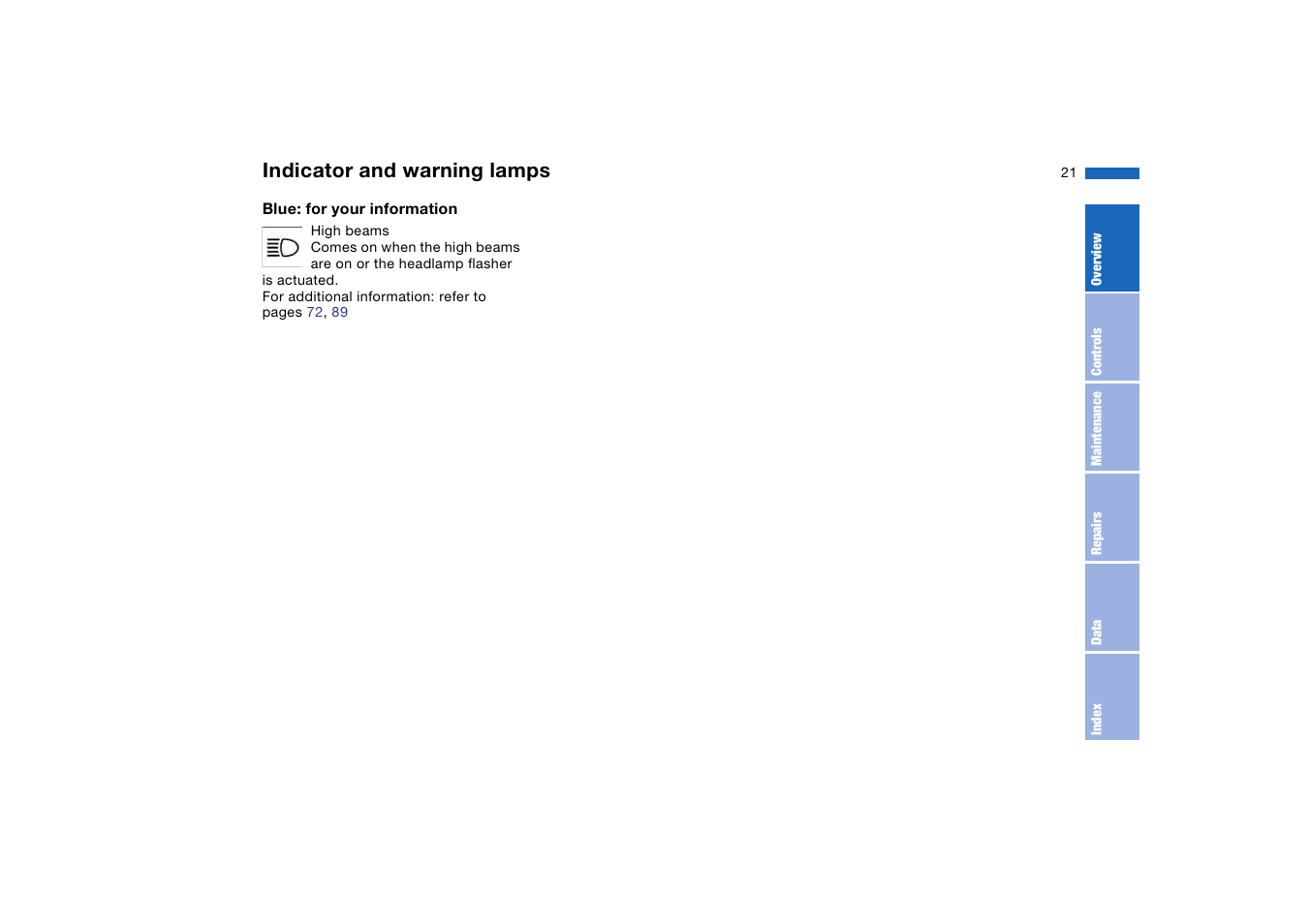 Indicator and warning lamps | BMW M3 Coupe 2004 User Manual | Page 21 / 170