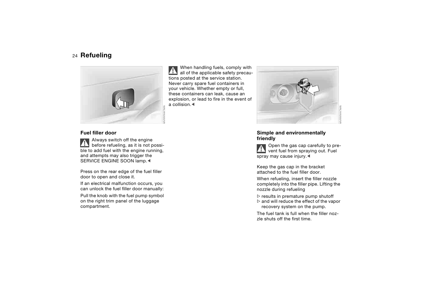 Refueling | BMW M3 Coupe 2004 User Manual | Page 24 / 170