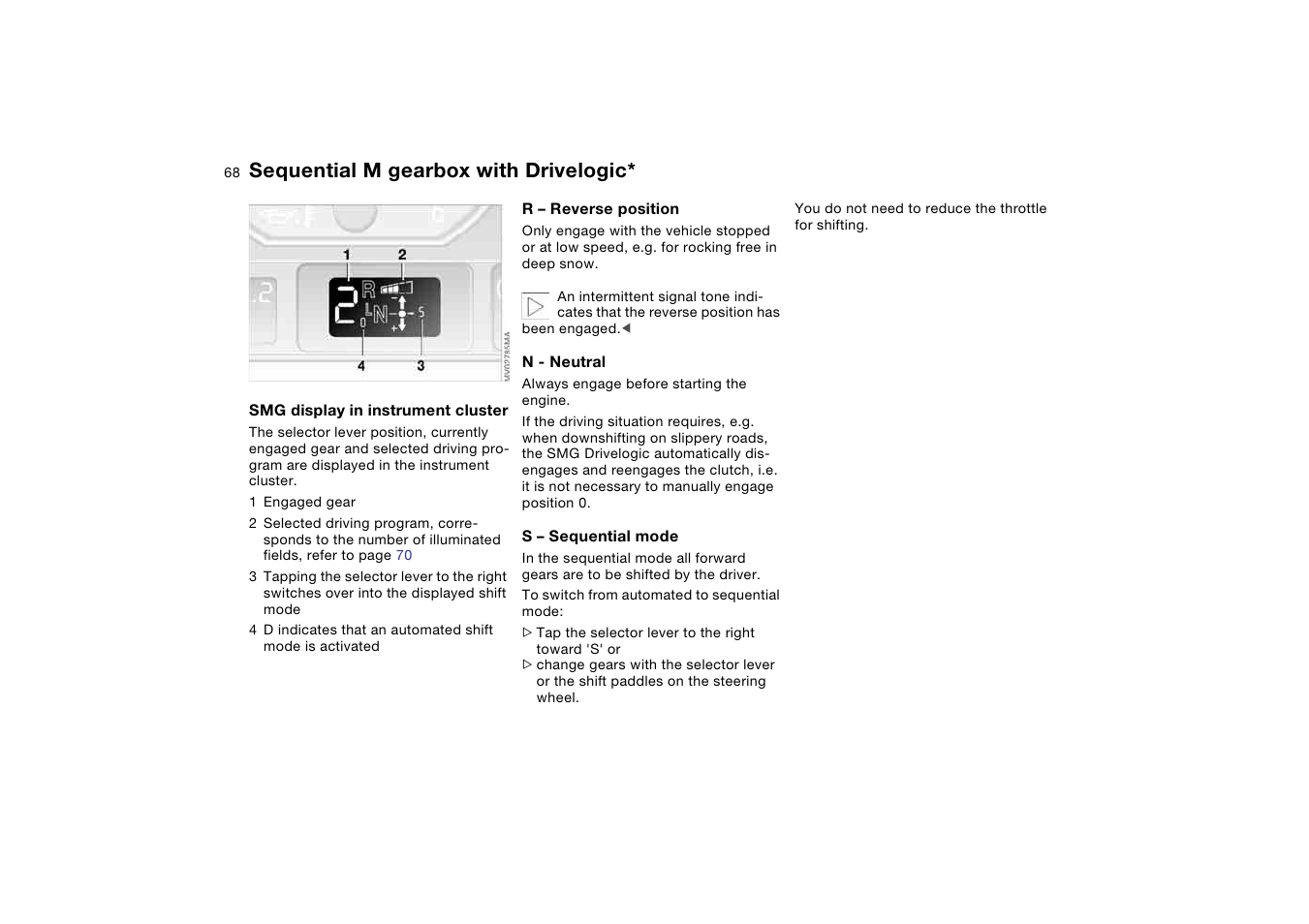 Sequential m gearbox with drivelogic | BMW M3 Coupe 2004 User Manual | Page 68 / 170