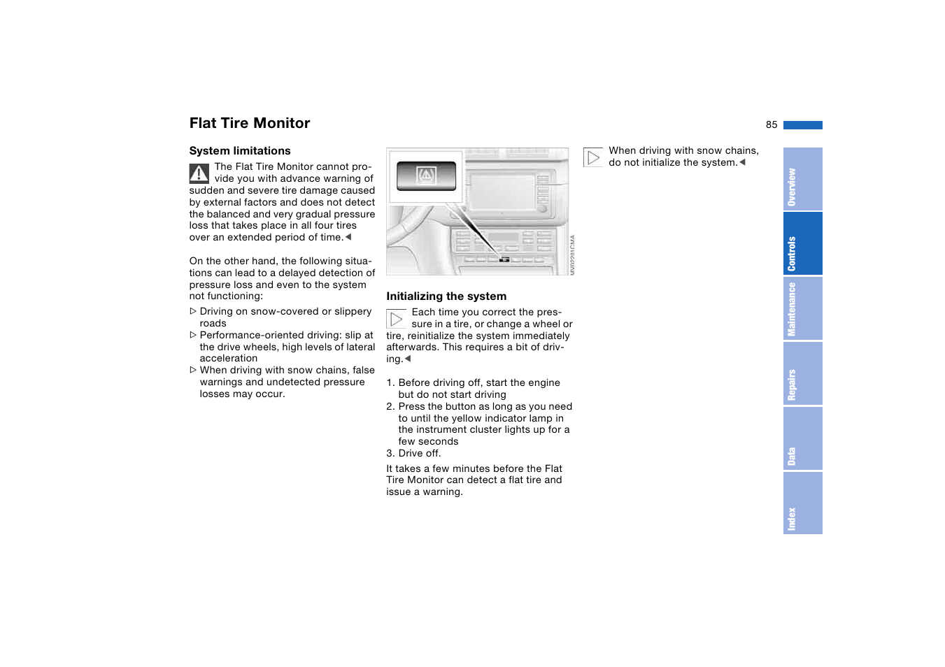 Flat tire monitor | BMW M3 Coupe 2004 User Manual | Page 85 / 170