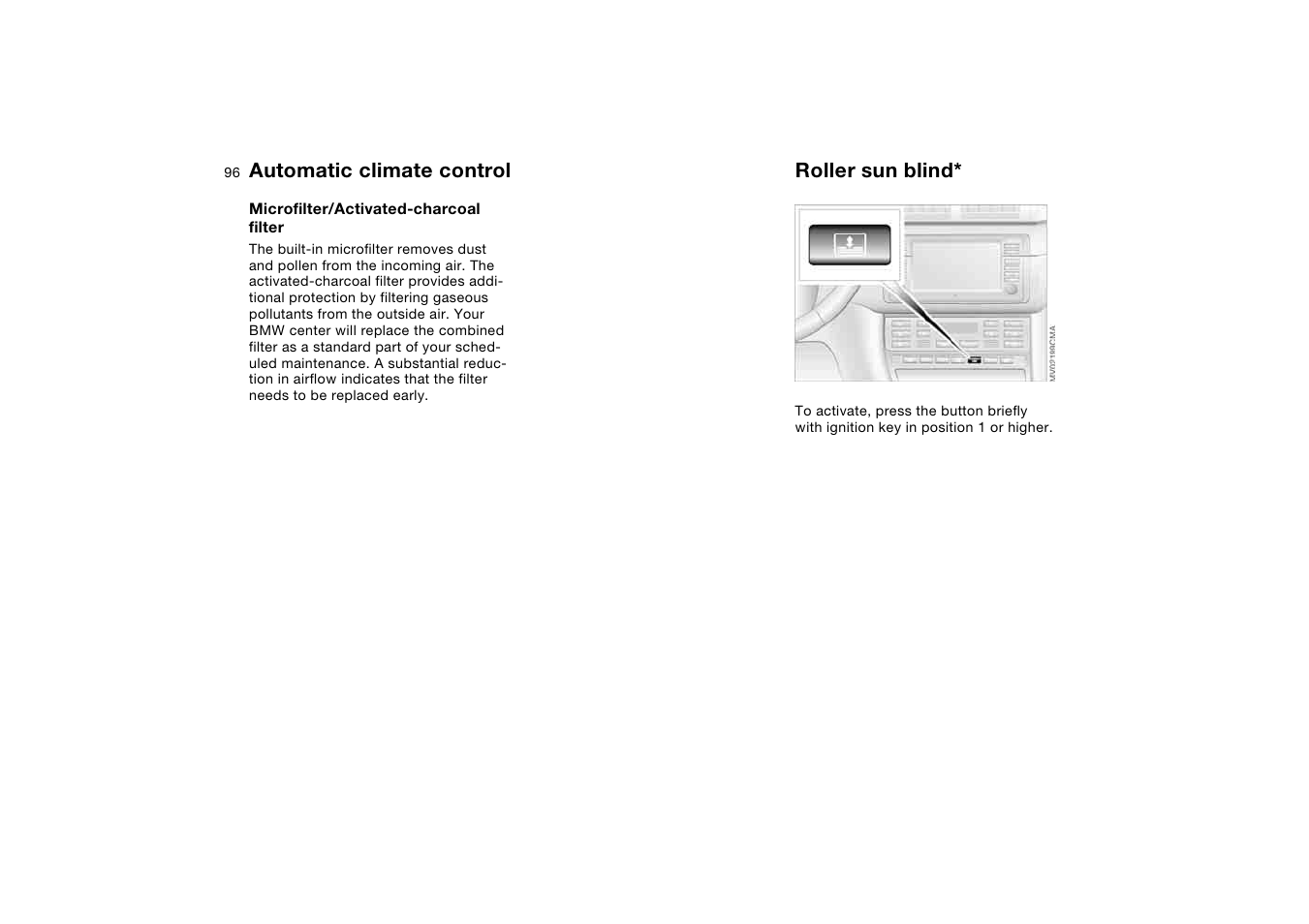 Roller sun blind | BMW M3 Coupe 2004 User Manual | Page 96 / 170